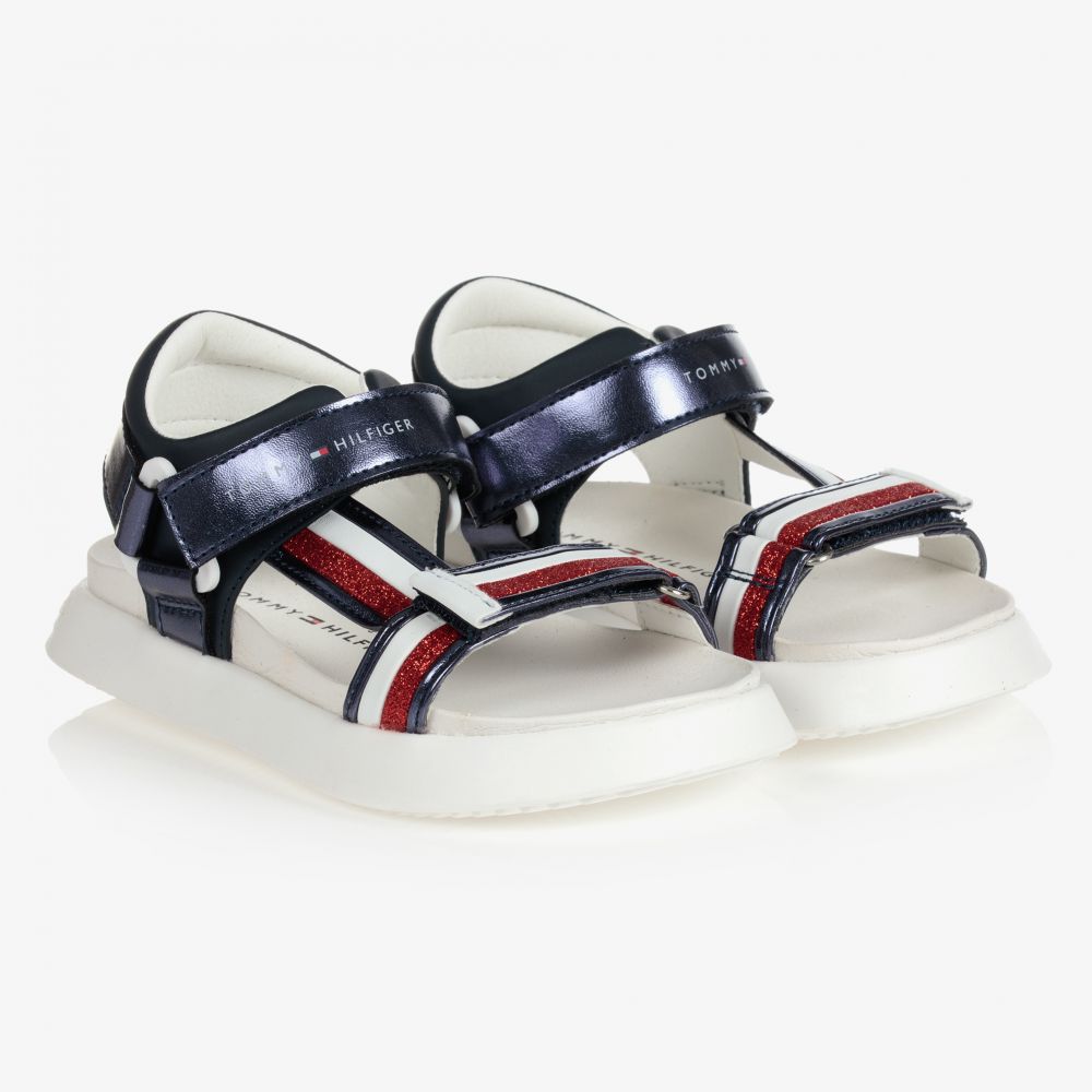 Tommy Hilfiger - Girls Navy Blue Logo Sandals | Childrensalon