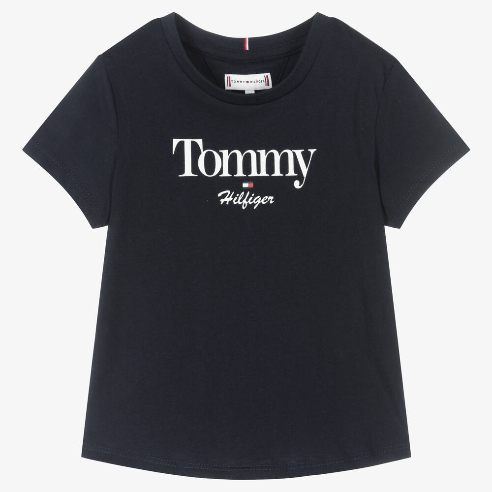 Tommy Hilfiger - Girls Navy Blue Logo T-Shirt | Childrensalon