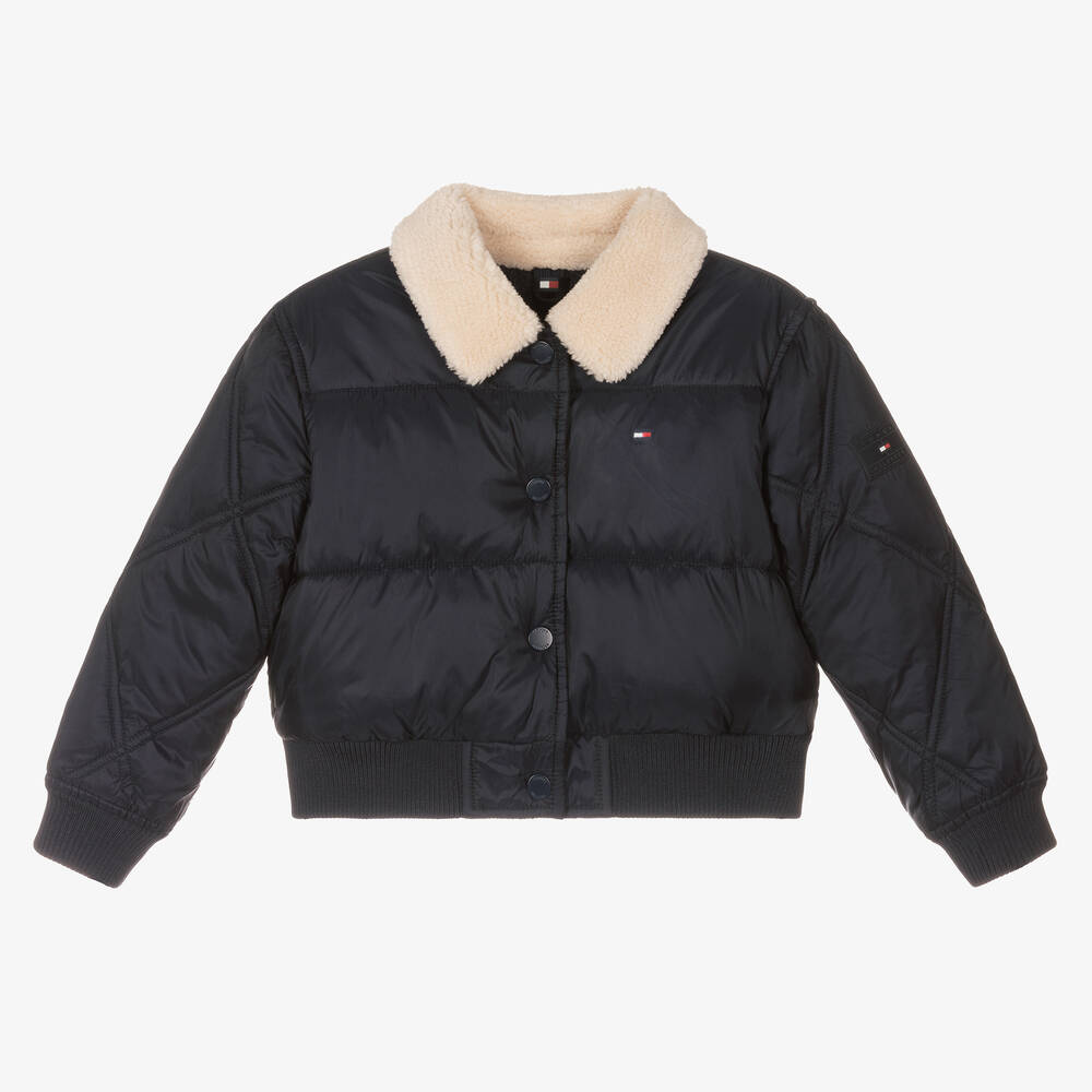 Tommy Hilfiger - Navyblaue Steppjacke für Mädchen | Childrensalon