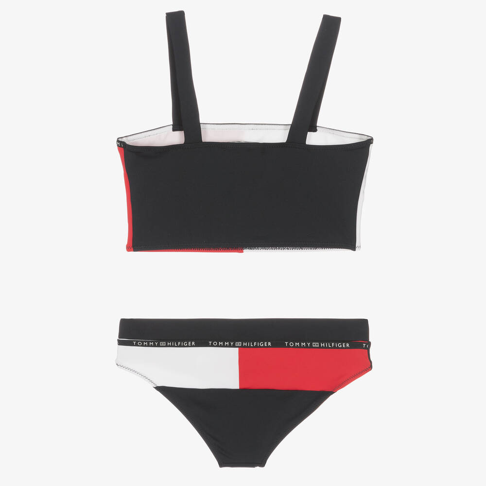 Tommy Hilfiger-مايو بيكيني ليكرا لون كحلي وأحمر للبنات | Childrensalon Outlet
