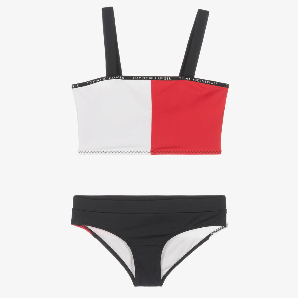 Bikini bleu marine et rouge fille