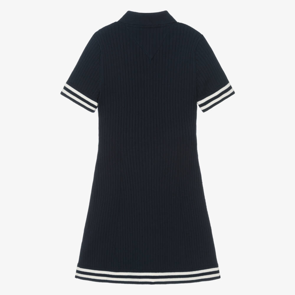 Tommy Hilfiger-Girls Navy Blue Ribbed Knit Polo Dress | Childrensalon Outlet