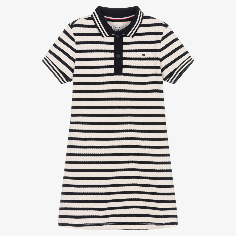 Tommy Hilfiger - Girls Navy Blue Striped Polo Dress | Childrensalon