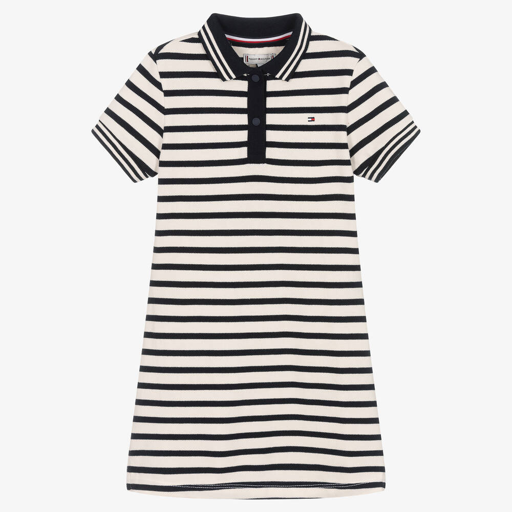 Tommy Hilfiger - Robe polo bleu marine rayée fille | Childrensalon