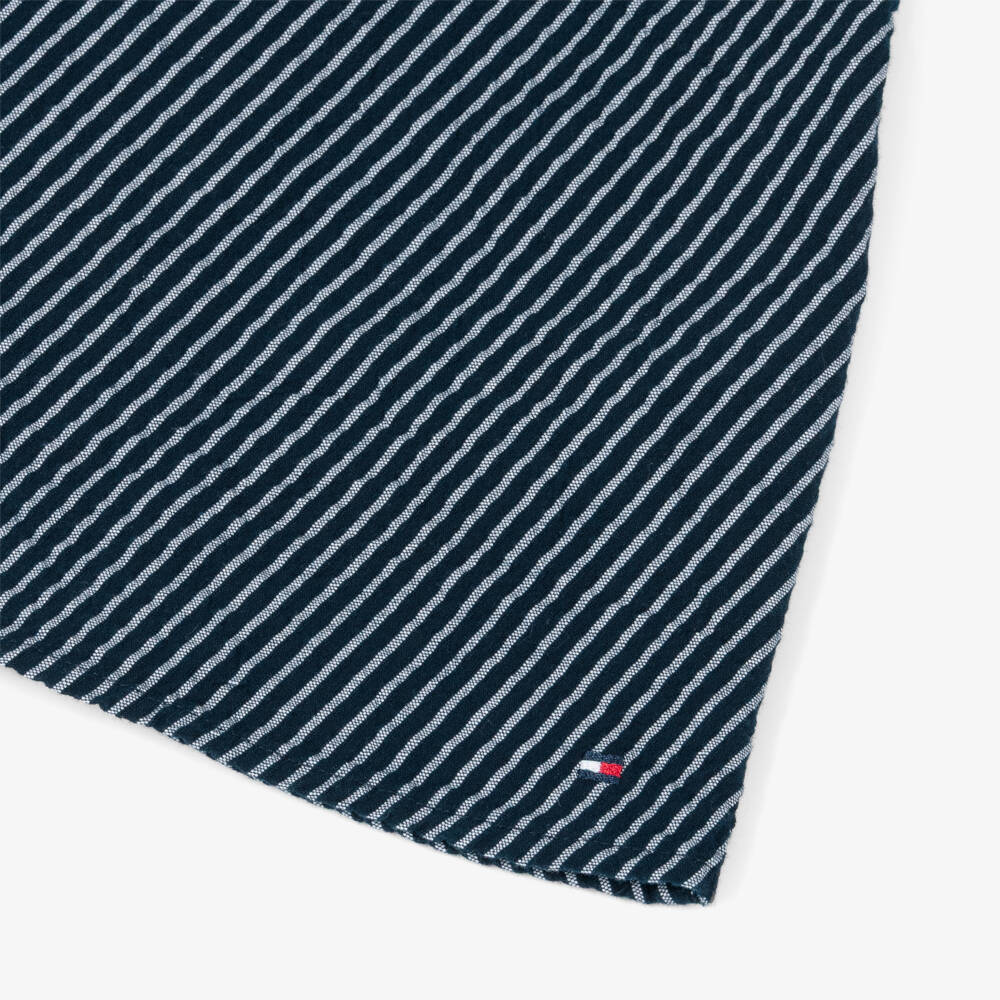 Tommy Hilfiger-Girls Navy Blue Striped Seersucker Dress with Ruffles | Childrensalon Outlet
