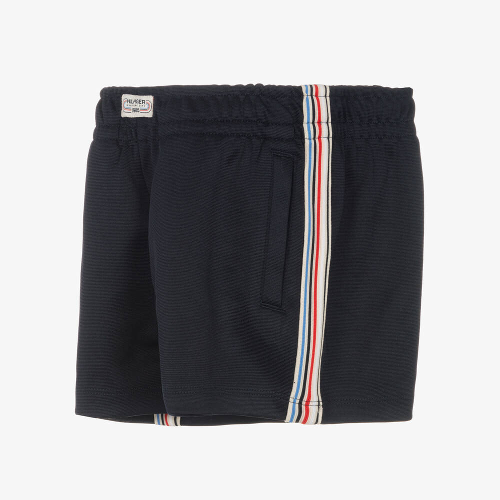 Tommy Hilfiger-Girls Navy Blue Striped Shorts  | Childrensalon Outlet