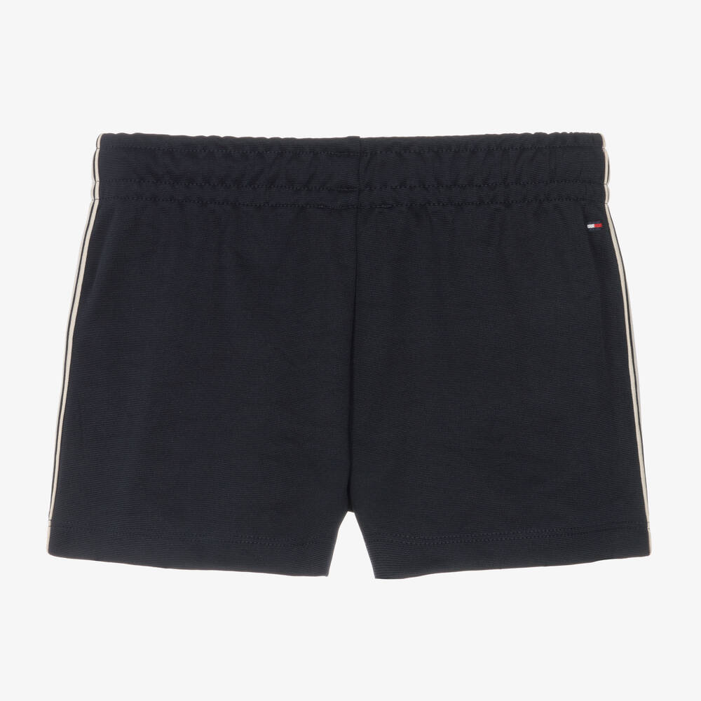 Tommy Hilfiger-Girls Navy Blue Striped Shorts  | Childrensalon Outlet