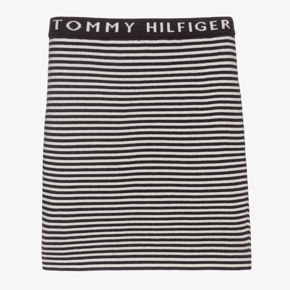 Tommy Hilfiger-Girls Navy Blue Striped Skirt | Childrensalon Outlet