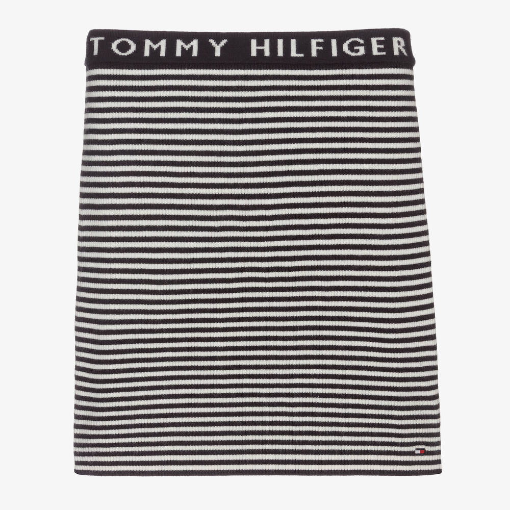 Tommy Hilfiger-Girls Navy Blue Striped Skirt | Childrensalon Outlet