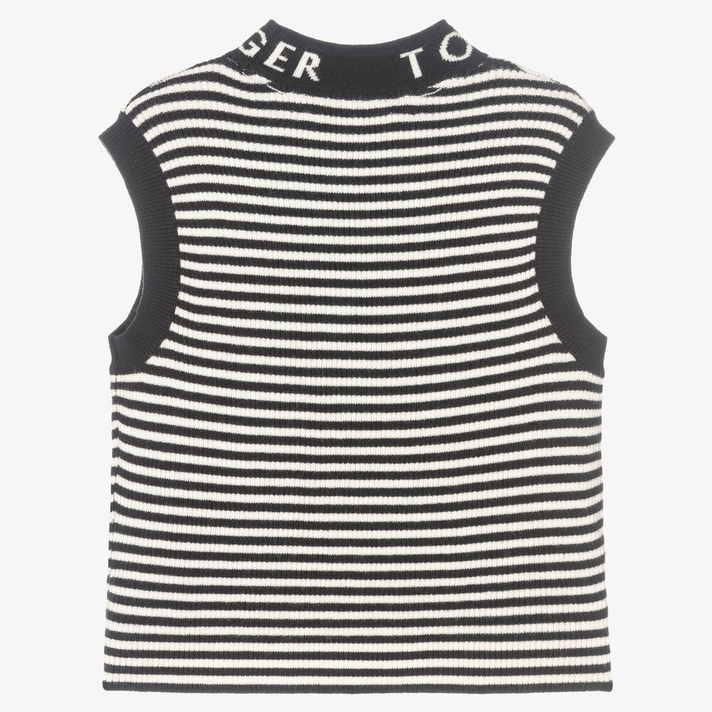 Tommy Hilfiger-Girls Navy Blue Striped Top | Childrensalon Outlet
