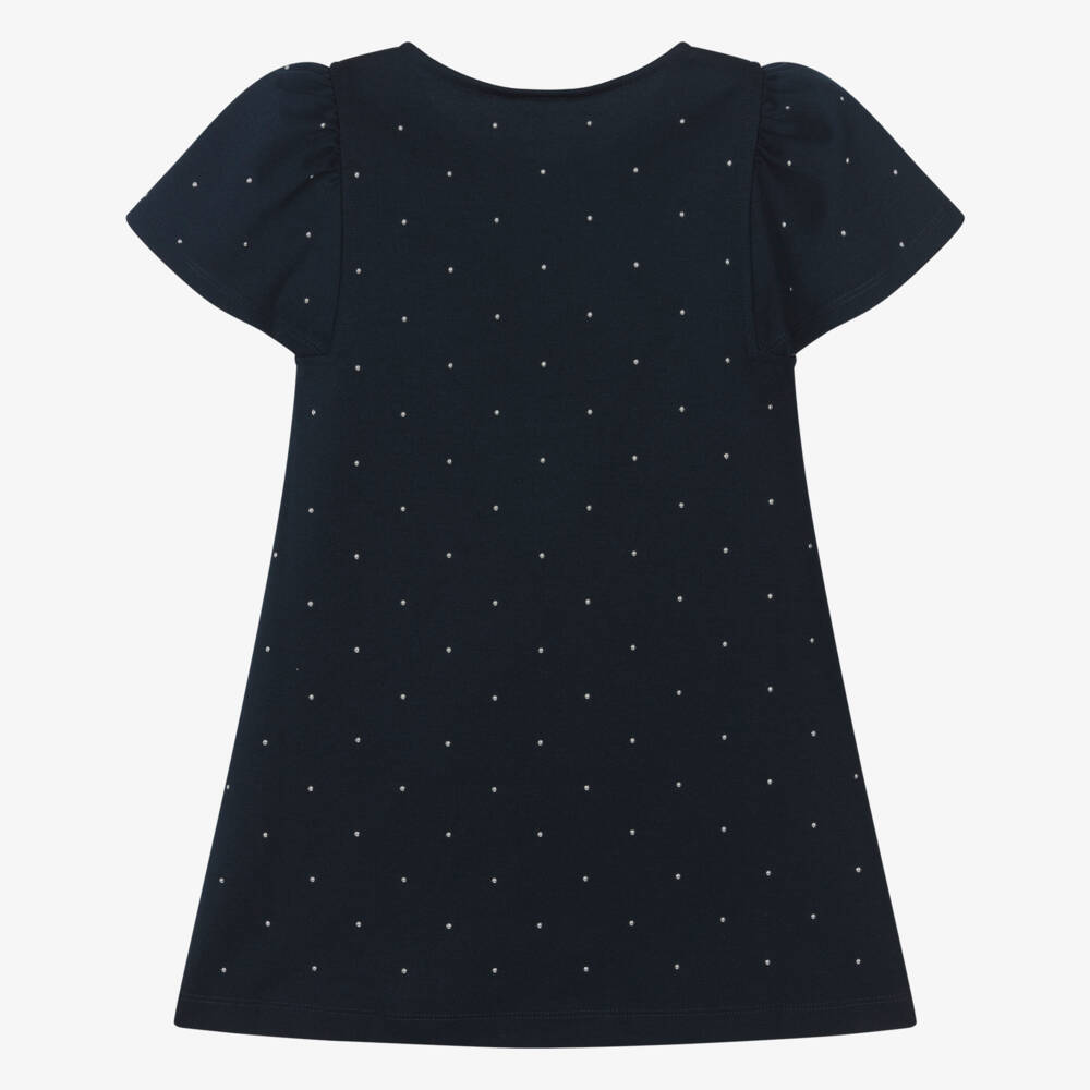 Tommy Hilfiger-Girls Navy Blue Studded Milano Jersey Dress | Childrensalon Outlet