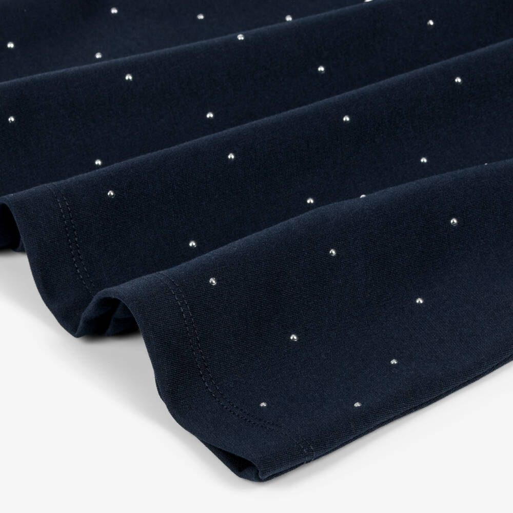Tommy Hilfiger-Girls Navy Blue Studded Milano Jersey Dress | Childrensalon Outlet