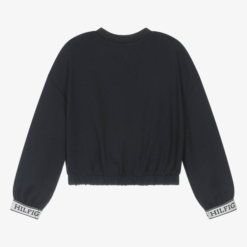 Tommy Hilfiger Girls Navy Blue Viscose Sweatshirt Childrensalon Outlet