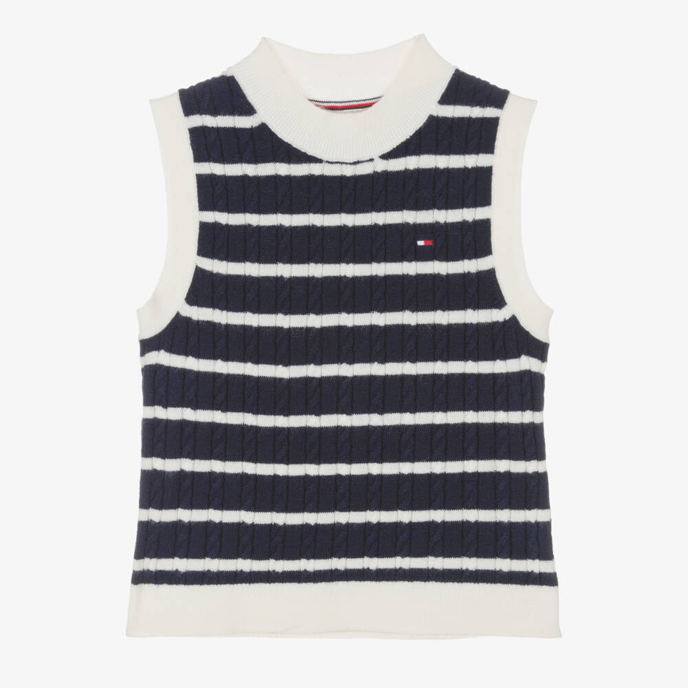 Tommy Hilfiger-Синий вязаный топ в полоску для девочек | Childrensalon Outlet