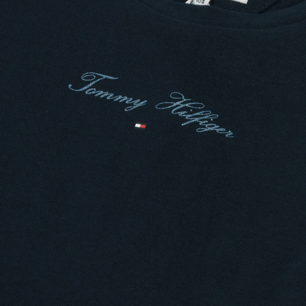 Tommy Hilfiger-Футболка из синего хлопка с логотипом для девочек | Childrensalon Outlet