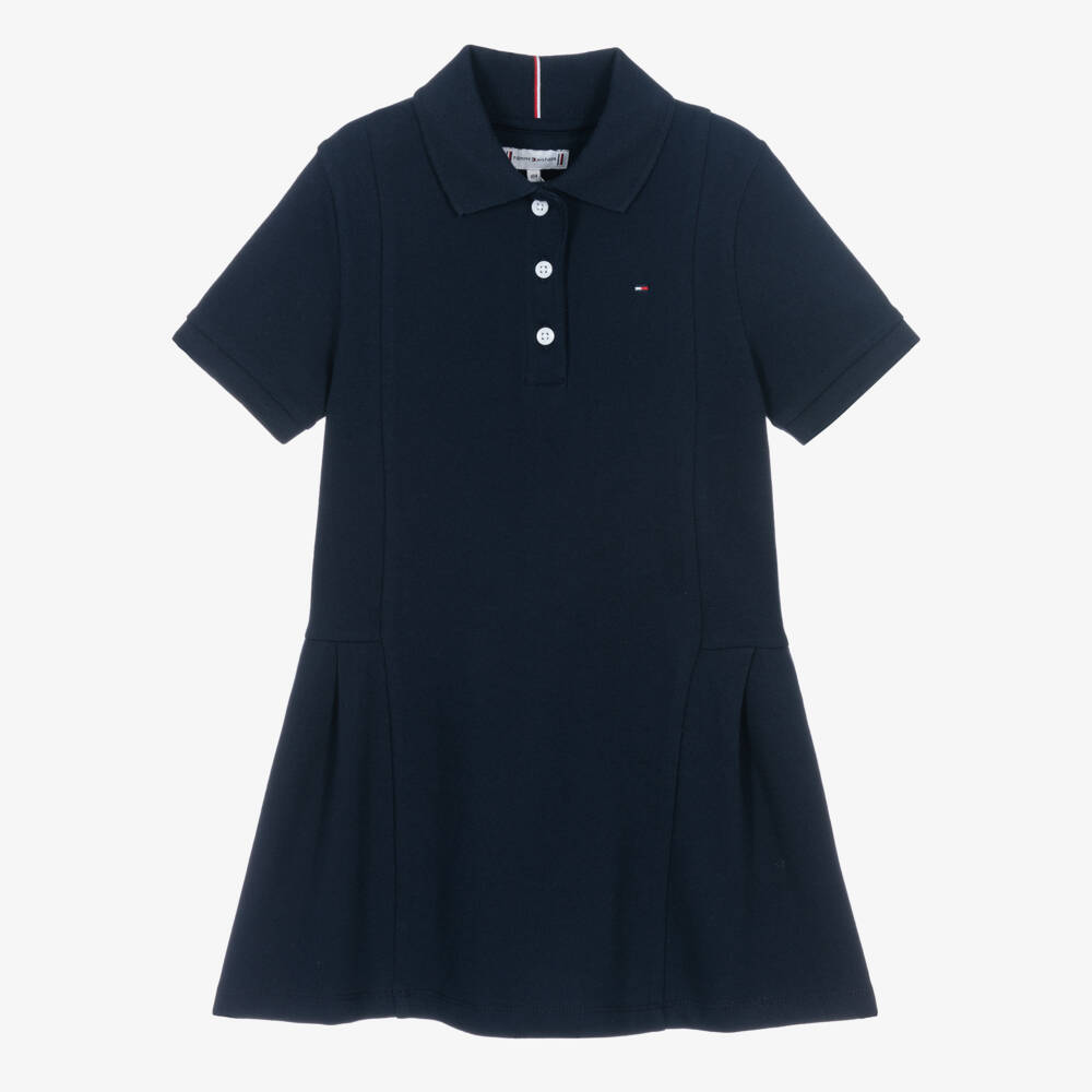 Tommy Hilfiger-Girls Navy Cotton Polo Dress | Childrensalon Outlet