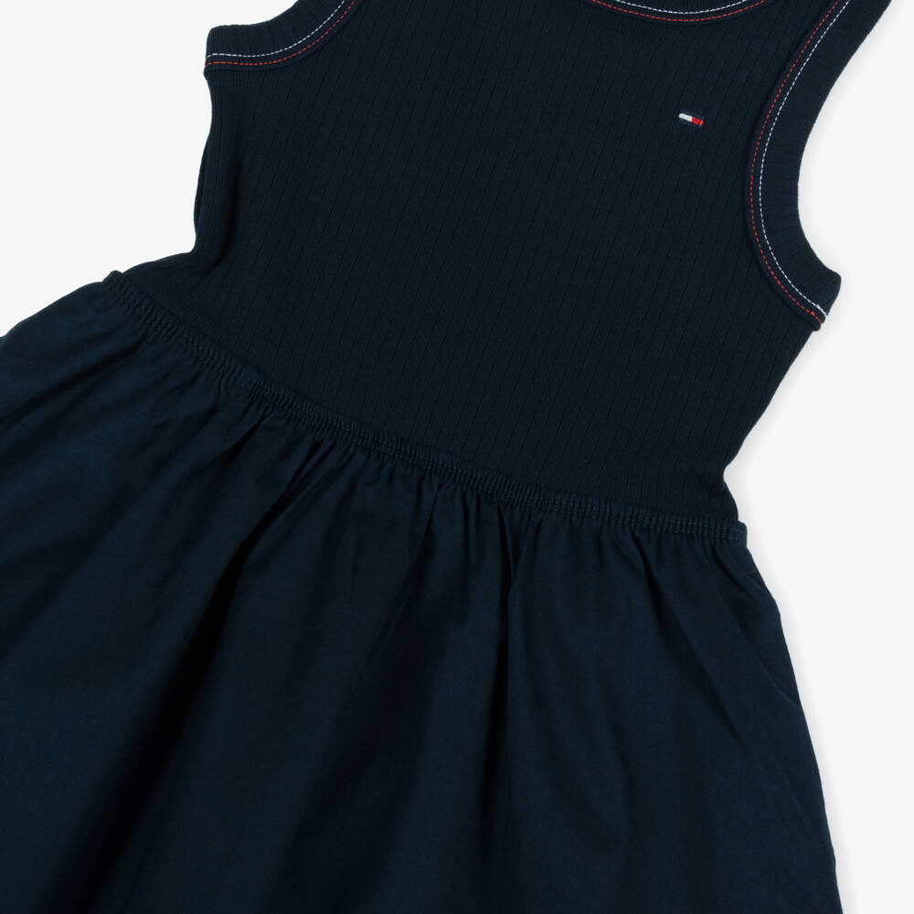 Tommy Hilfiger-Girls Navy Cotton Poplin Delight | Childrensalon Outlet