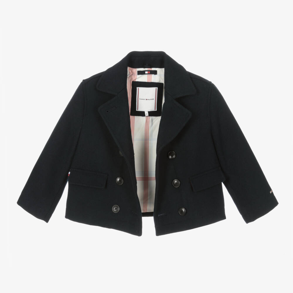 Tommy Hilfiger-Girls Navy Felted Wool Peacoat | Childrensalon Outlet