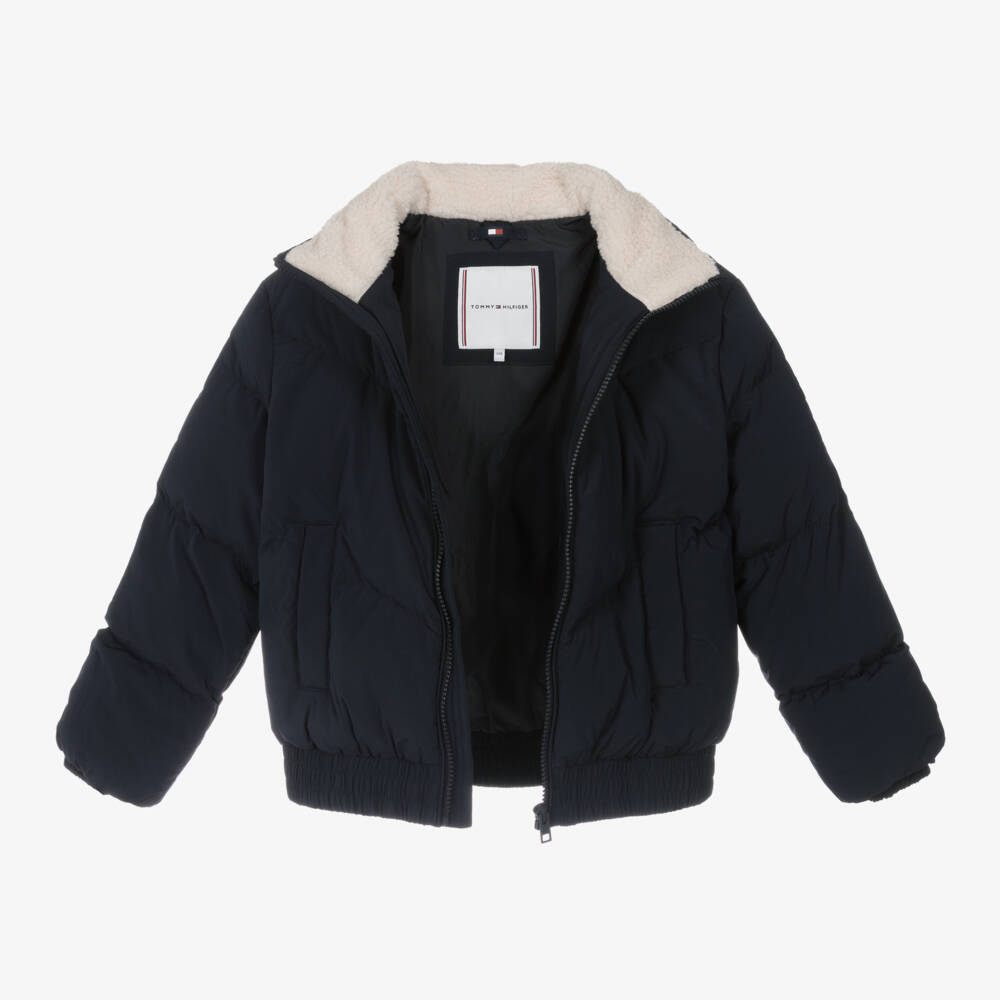 Tommy Hilfiger-Girls Navy Fleece Collar Jacket | Childrensalon Outlet