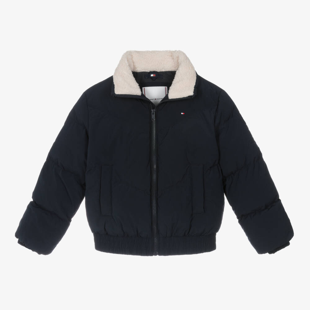 Tommy Hilfiger-Girls Navy Fleece Collar Jacket | Childrensalon Outlet