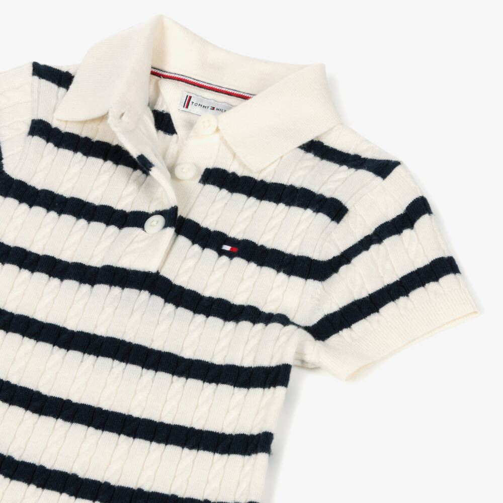 Tommy Hilfiger-Girls Navy & Ivory Knitted Dress | Childrensalon Outlet