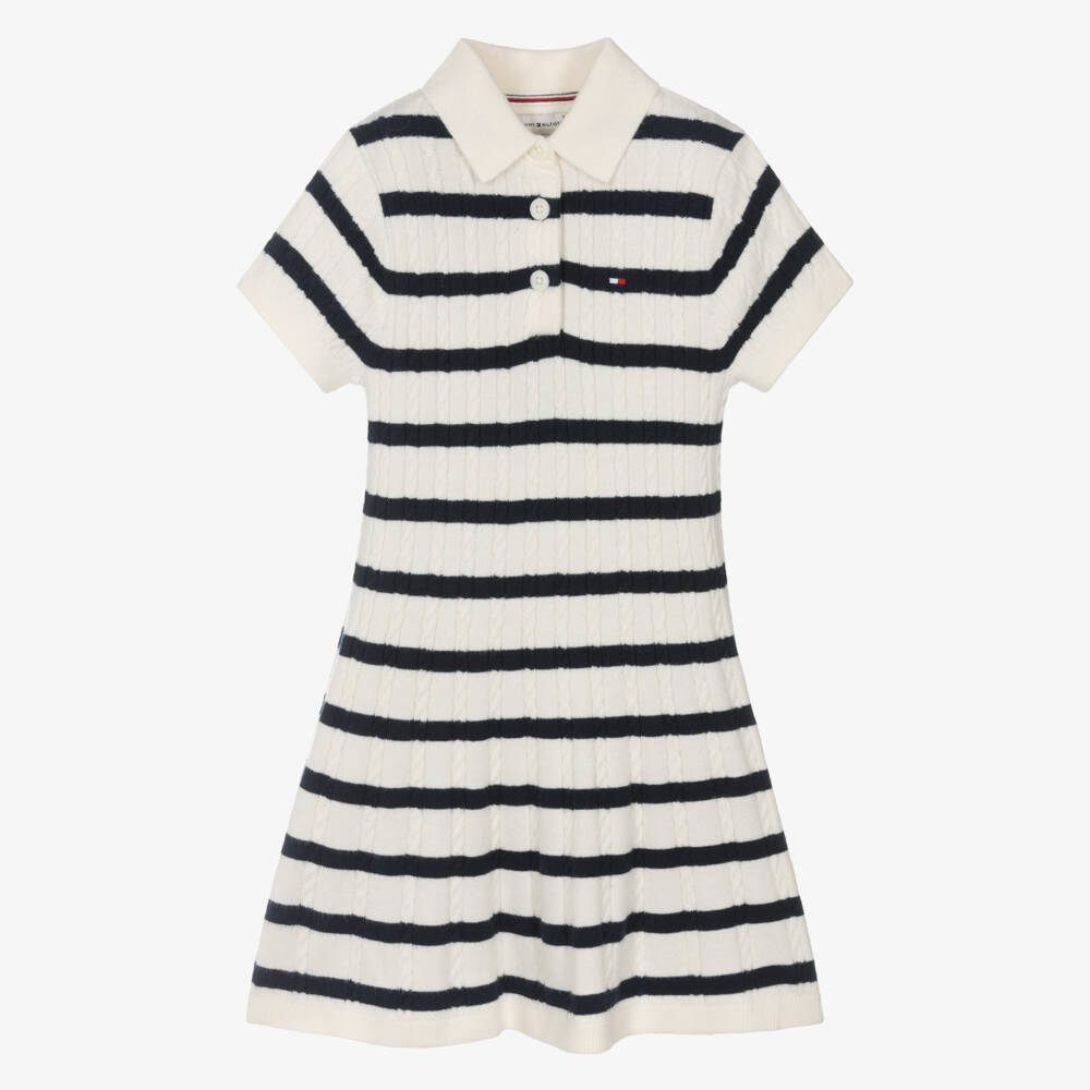 Tommy Hilfiger-Girls Navy & Ivory Knitted Dress | Childrensalon Outlet