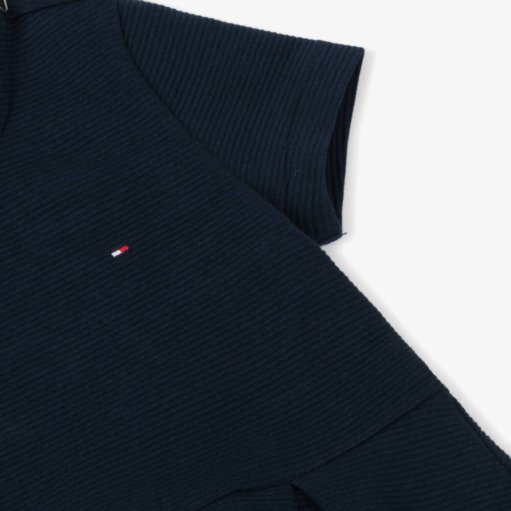 Tommy Hilfiger-فستان قطن مضلع أزرق للبنات | Childrensalon Outlet