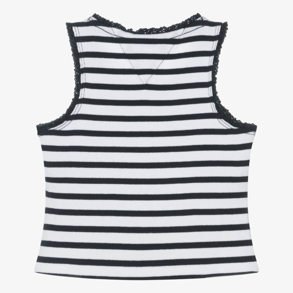 Tommy Hilfiger-Girls Navy Sleeveless Ribbed Cotton Vest | Childrensalon Outlet