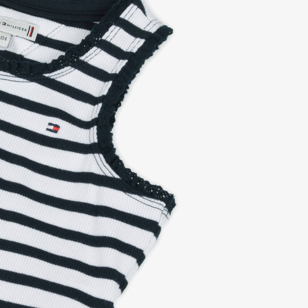 Tommy Hilfiger-Girls Navy Sleeveless Ribbed Cotton Vest | Childrensalon Outlet