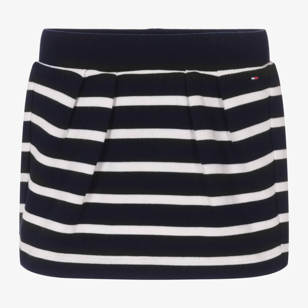 Tommy Hilfiger-Girls Navy Striped Cotton Skirt | Childrensalon Outlet