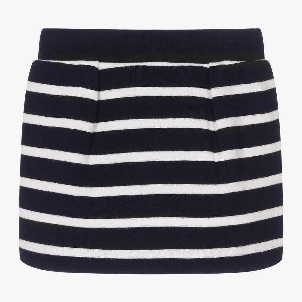 Tommy Hilfiger-Girls Navy Striped Cotton Skirt | Childrensalon Outlet