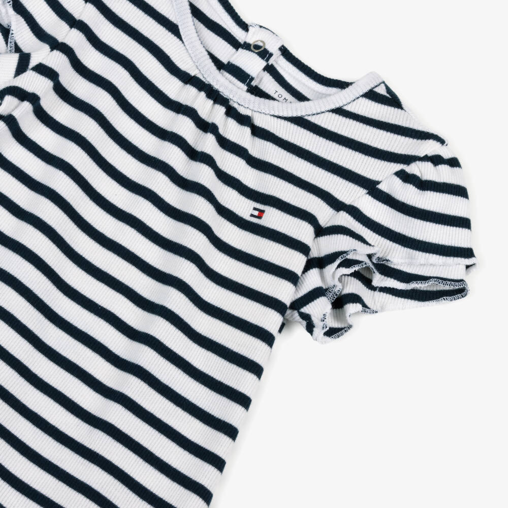 Tommy Hilfiger-Girls Navy Striped Cotton Top | Childrensalon Outlet
