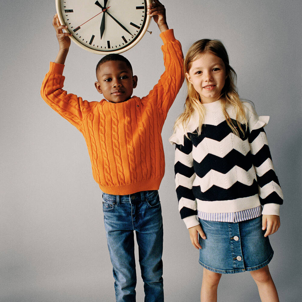 Tommy Hilfiger-Girls Navy Zigzag Knit Jumper | Childrensalon Outlet