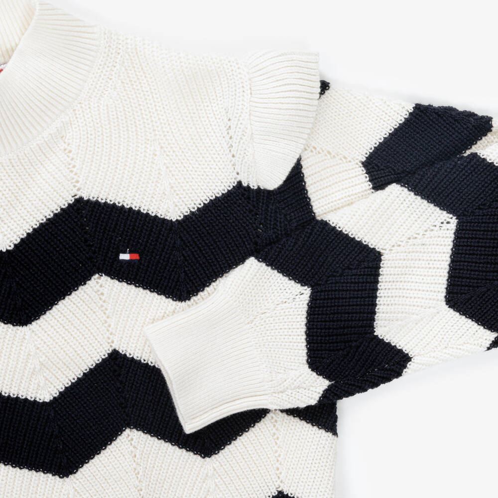 Tommy Hilfiger-Girls Navy Zigzag Knit Jumper | Childrensalon Outlet