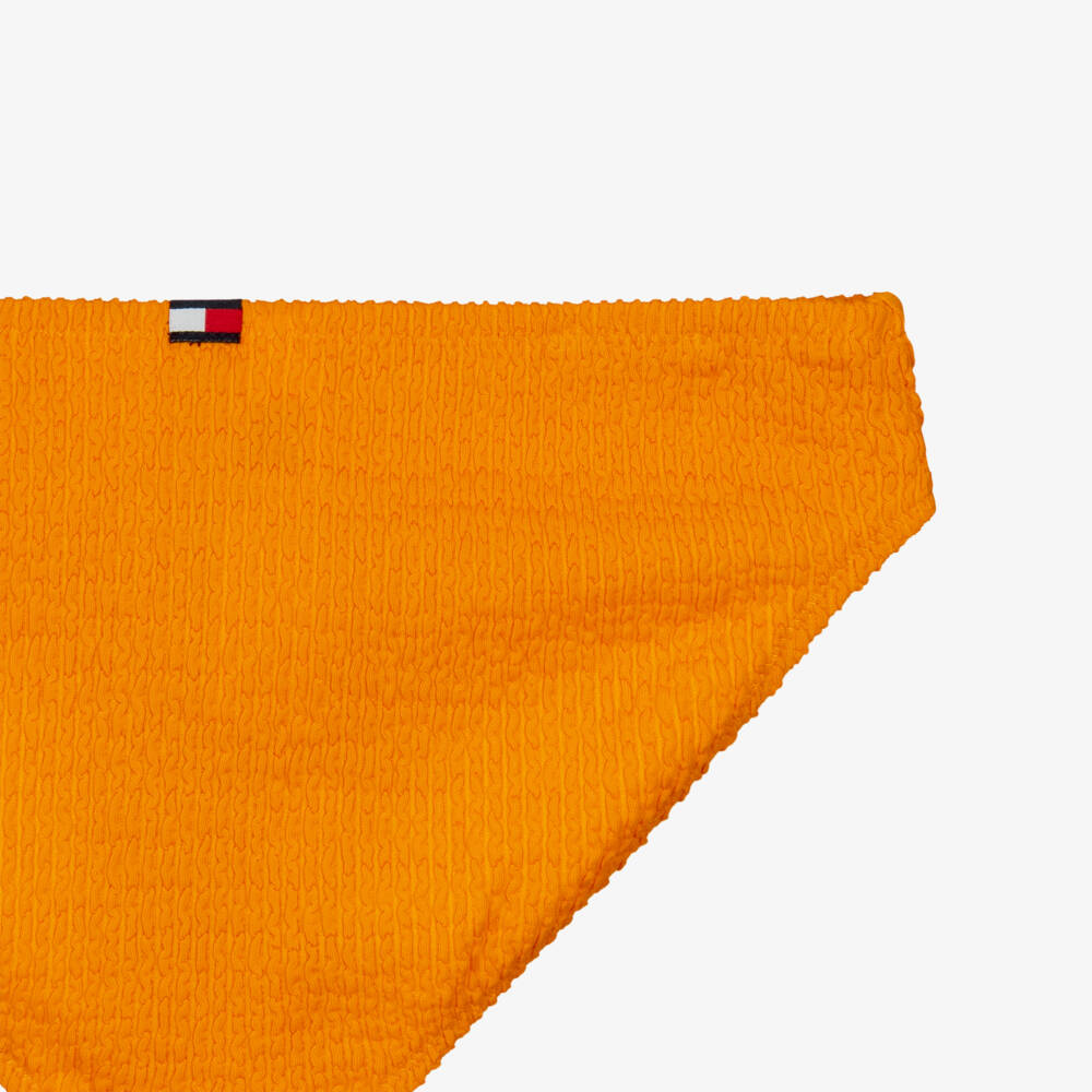 Tommy Hilfiger-Girls Orange Crinkle Bikini with Logo Embroidery | Childrensalon Outlet