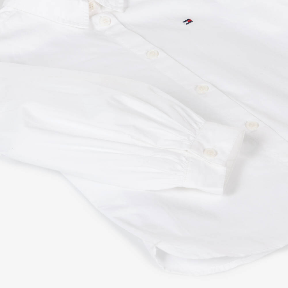 Tommy Hilfiger-Girls Organic White Cotton Blouse | Childrensalon Outlet