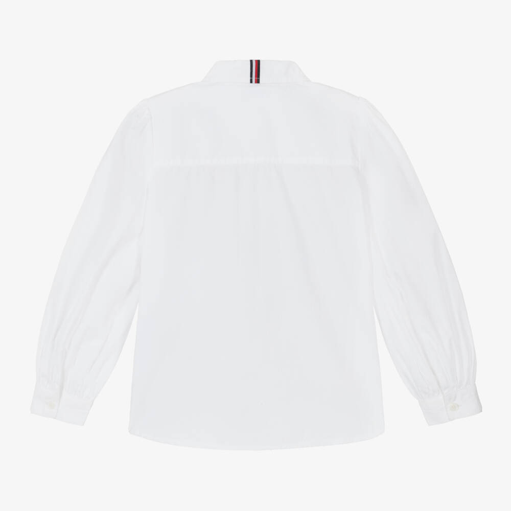 Tommy Hilfiger-Girls Organic White Cotton Blouse | Childrensalon Outlet