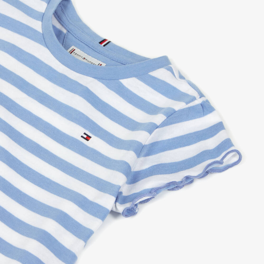 Tommy Hilfiger-Футболка с воланами в полоску синяя для девочек | Childrensalon Outlet