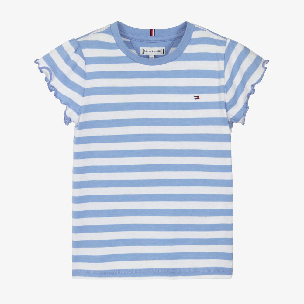 Tommy Hilfiger-Футболка с воланами в полоску синяя для девочек | Childrensalon Outlet