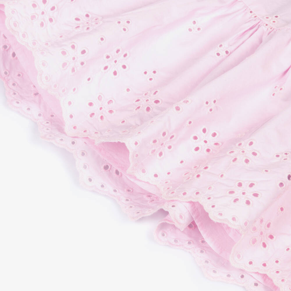 Tommy Hilfiger-Girls Pale Pink Broderie Anglaise Cotton Dress | Childrensalon Outlet