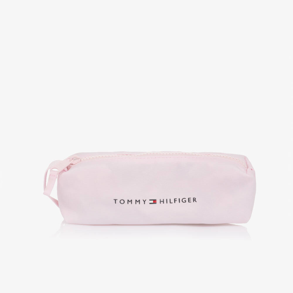Tommy Hilfiger-Girls Pale Pink Logo Print Pencil Case (20cm) | Childrensalon Outlet