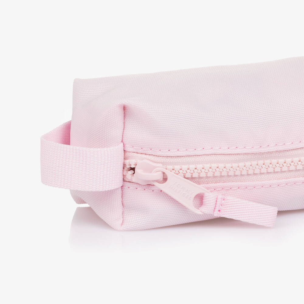 Tommy Hilfiger-Girls Pale Pink Logo Print Pencil Case (20cm) | Childrensalon Outlet