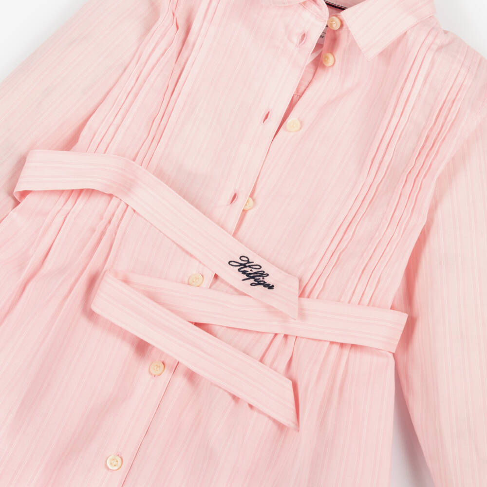 Tommy Hilfiger-Girls Pale Pink Pleated Shirt Dress | Childrensalon Outlet