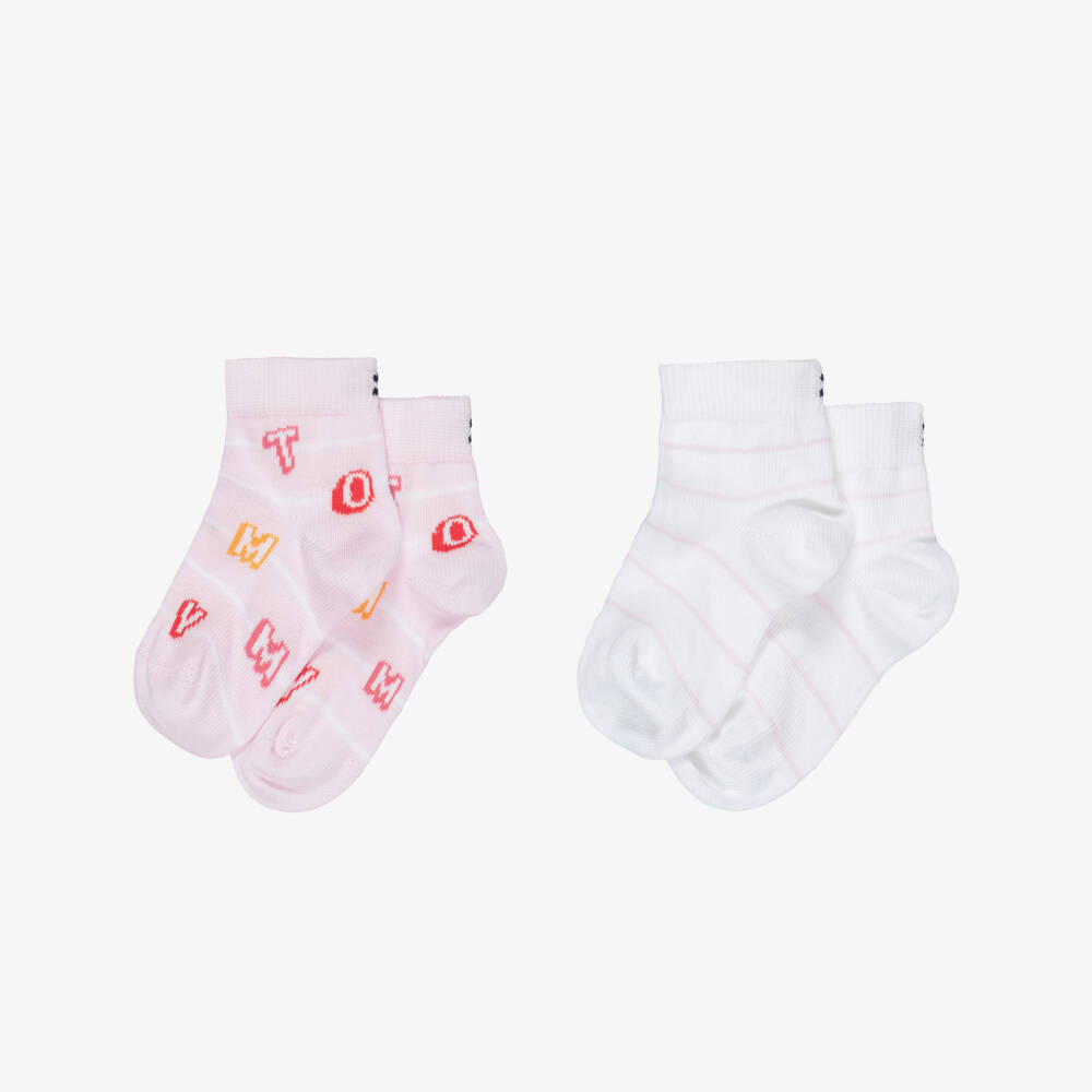 Tommy Hilfiger-Girls Pale Pink & White Knitted Baby Socks (2 Pack) | Childrensalon Outlet