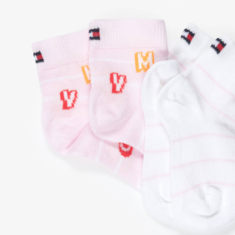 Tommy Hilfiger-Girls Pale Pink & White Knitted Baby Socks (2 Pack) | Childrensalon Outlet
