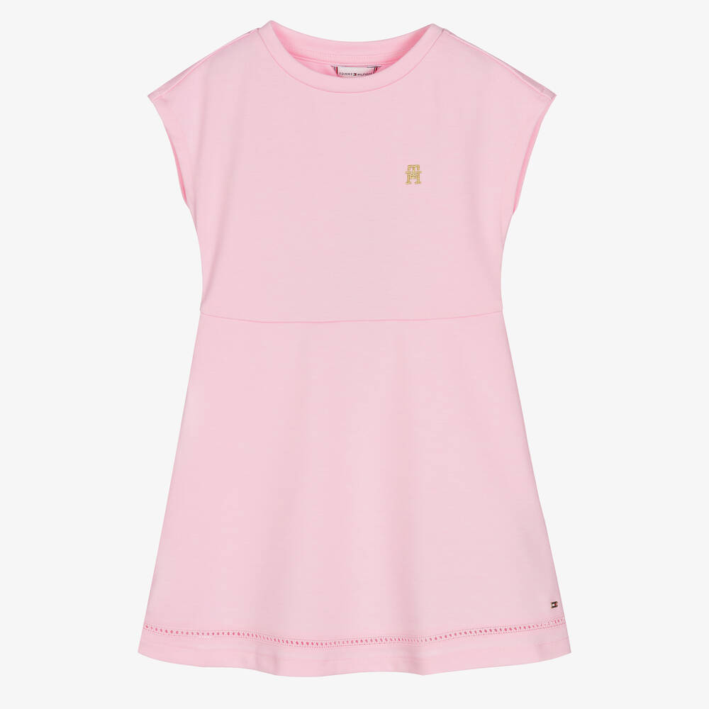 Tommy Hilfiger - Girls Pastel Pink Logo Dress | Childrensalon