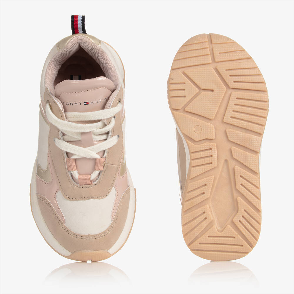 Tommy Hilfiger-Girls Pink & Beige Trainers | Childrensalon Outlet