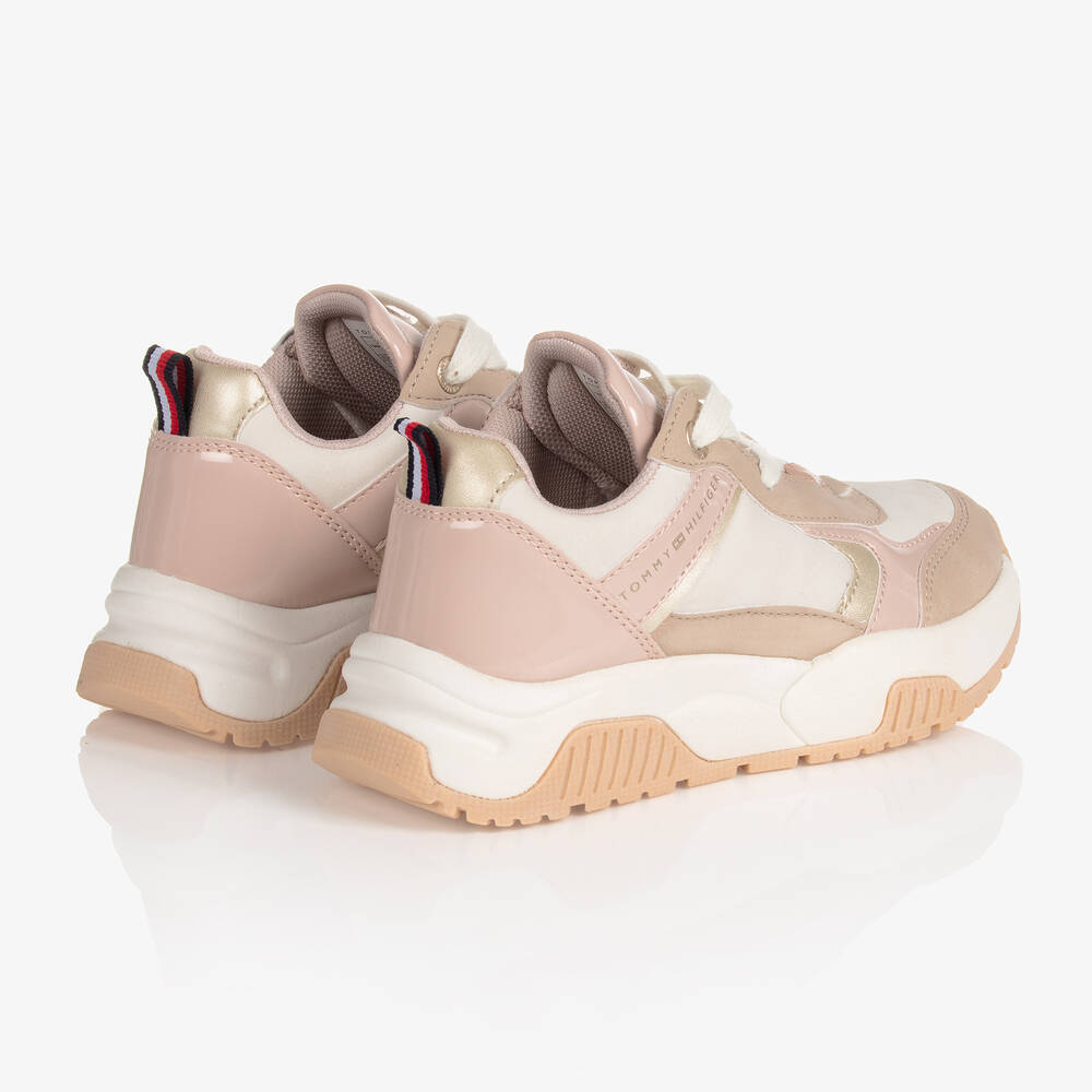 Tommy Hilfiger-Girls Pink & Beige Trainers | Childrensalon Outlet