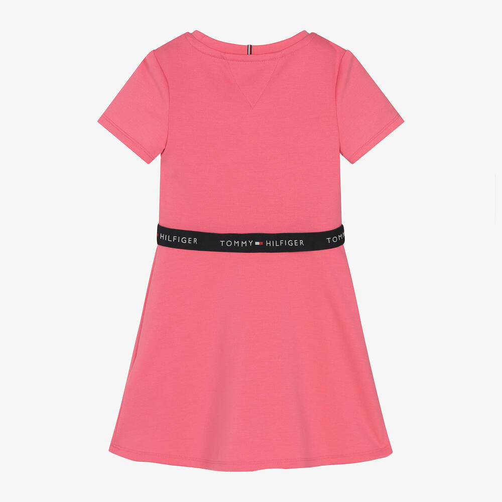 Tommy Hilfiger Girls Pink Belted Skater Dress