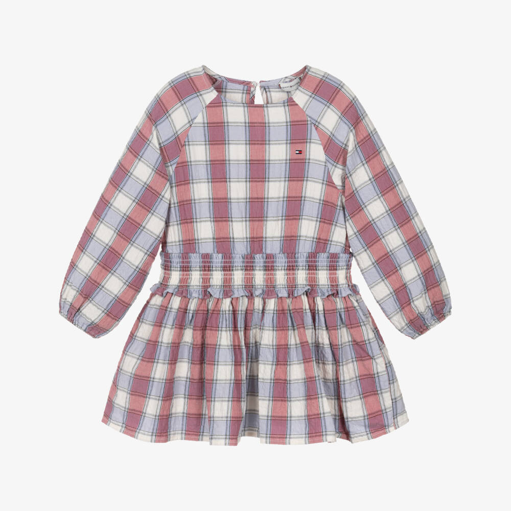 Tommy Hilfiger-Girls Pink & Blue Check Cotton Dress | Childrensalon Outlet